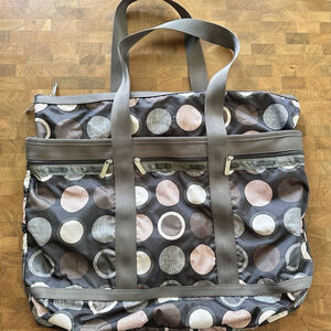 LeSportsac Gray Multicolor Printed Fabric Top Zip Shoulder Tote Bag